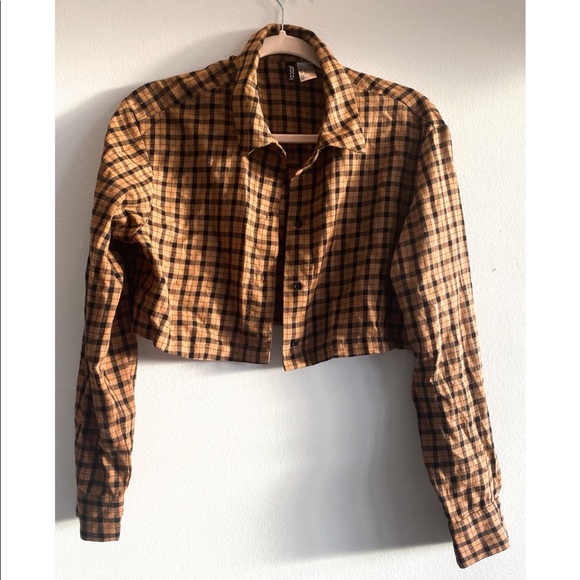 H&M long sleeve shirt, size XS, bottoms up, square shirt pattern - Picture 3 of 4